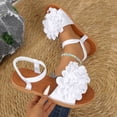thumbnail image 3 of Modisza Flower Flat Sandals for Women with Elastic Ankle Strap Ladies Casual Walking Slide Shoes for Summer Vacation size 7.5 White, 3 of 7