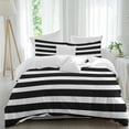 thumbnail image 2 of Black Striped Bedding 3 Piece Duvet Cover Set Full Size, Modern Simple Monochrome Geometric White Soft Microfiber Comforter Cover with Zipper Closure & Pillowcases, FadeResistant Quilt Cover, 2 of 9