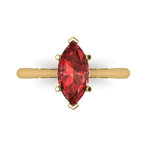 1.5 ctw Solitaire Anniversary Ring for Women | Marquise Cut Natural Garnet | Hyperallergenic Solid 14K Yellow Gold