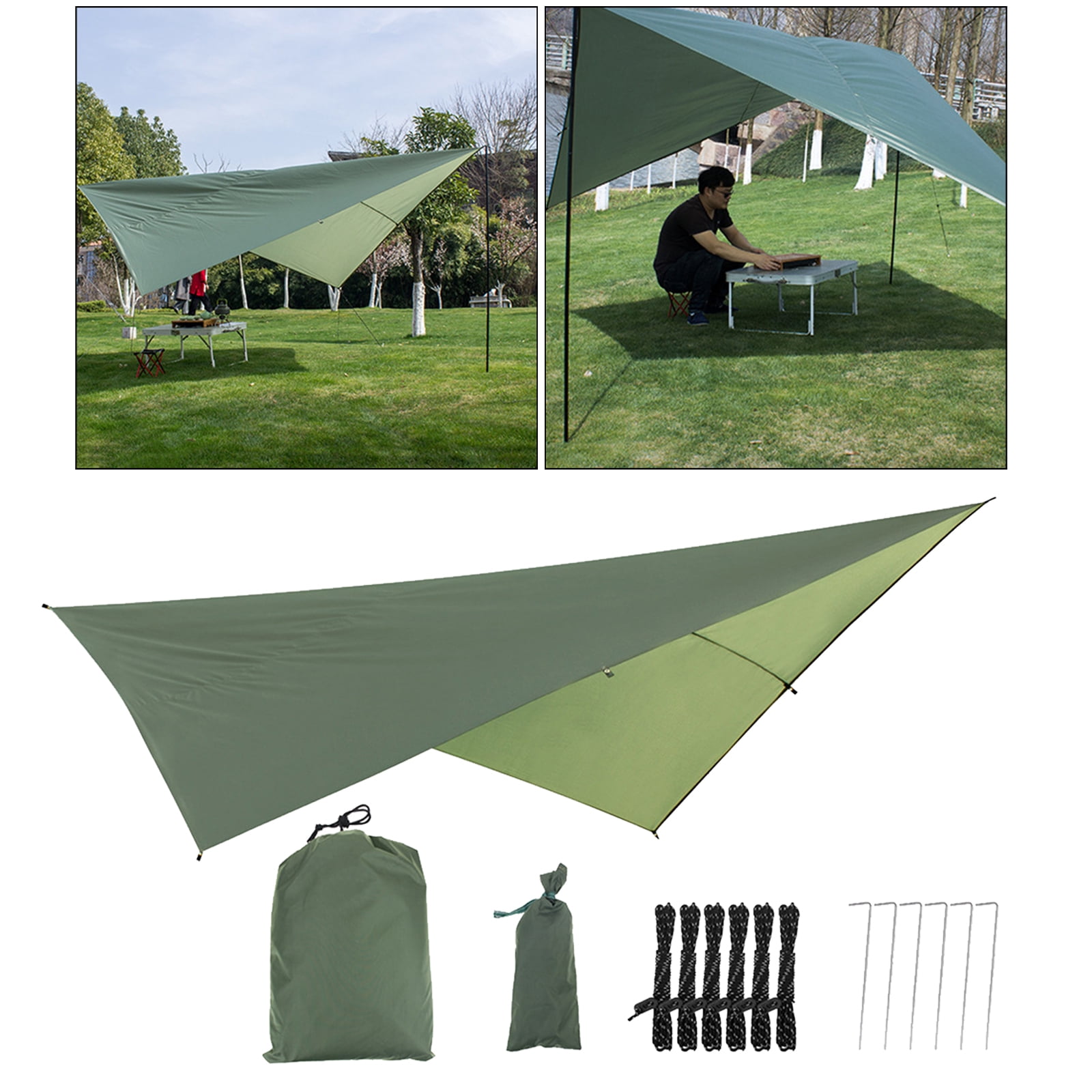 Waterproof Camping Tent Tarp Shade Sail Canopy Hammock Cover Lightweight Rainfly