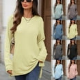 thumbnail image 2 of Aihuaihua Winter Long Sleeve Shirts for Women Round Neck Side Split Tshirts Pullover Tunics Basic Tops Cute Fall Outfits for Women Dark Green XXL, 2 of 9