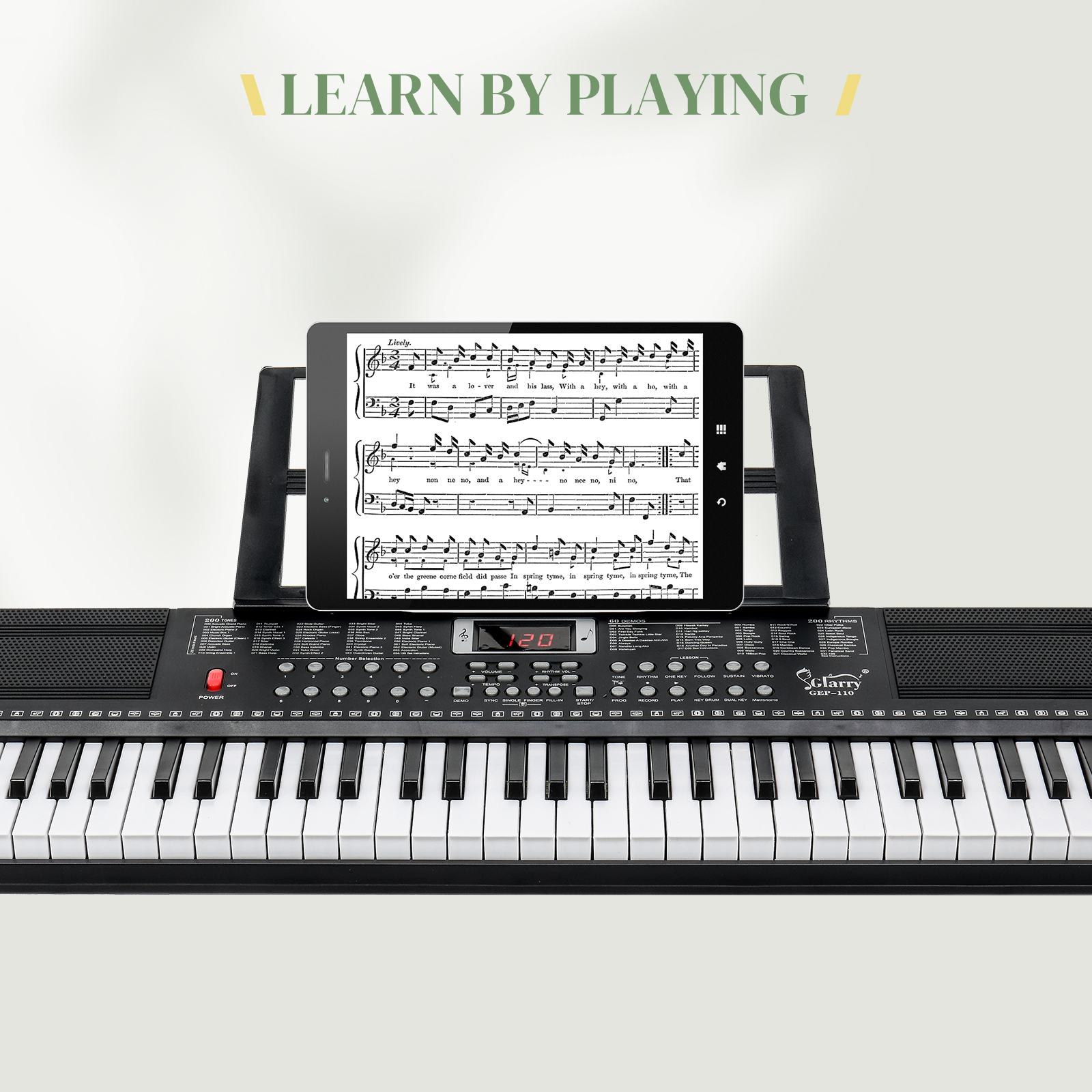 BaytoCare 61 Key Portable Electronic Keyboard Piano, Built-In Speakers,3 Teaching Modes,Ideal for Beginner Adult