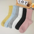 thumbnail image 2 of 6 Pairs Cute Floral Ruffle Crew Socks Women, Breathable Cotton Novelty Casual Girls Above Ankle Funny Socks, 2 of 7