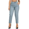 thumbnail image 2 of LEKWK Dress Pants Women High Waisted Casual Straight Leg Slacks Slimming Stretchy Business Casual Cropped Pants Fashion Office Work Outfits, 2 of 5
