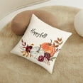 thumbnail image 5 of Happy Fall Pumpkin Throw Pillow Covers 18x18 Set of 2 Outdoor Autumn Orange White Pumpkins Floral Pillows Cover Thanksgiving Farmhouse Linen Decorative Cushion Case for Couch Bed Decor, 5 of 6