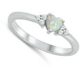 thumbnail image 4 of CHOOSE YOUR COLOR White Simulated Opal Elegant Heart Love Promise .925 Sterling Silver Band CZ Female Size 8, 4 of 4