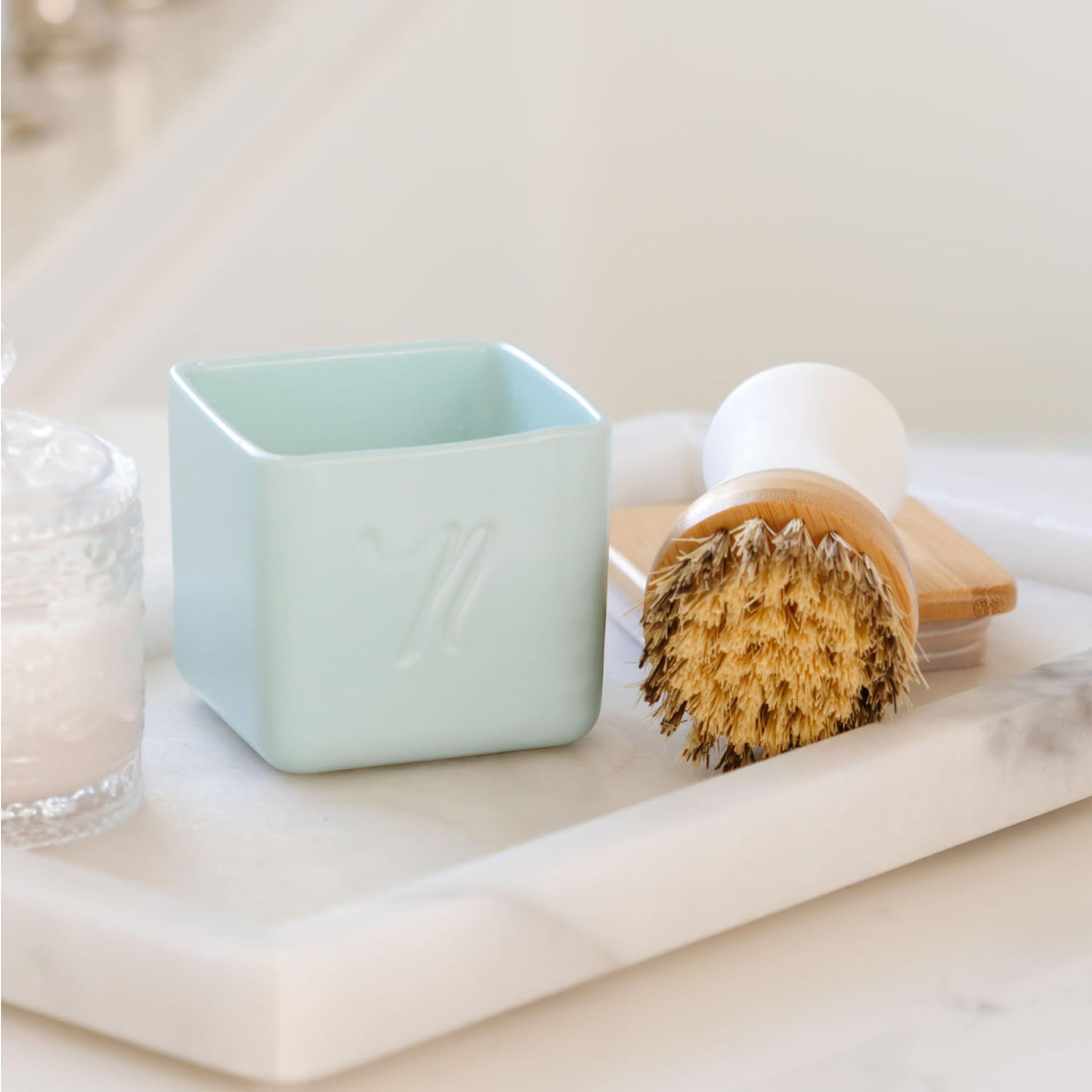 Nellie's Dish Butter - Zero-Waste Dish Soap Block - Eco-Friendly and Sustainable Dish Cleaning Solution with Reusable Ceramic Container for Mess-Free Dish Duty (Blue)