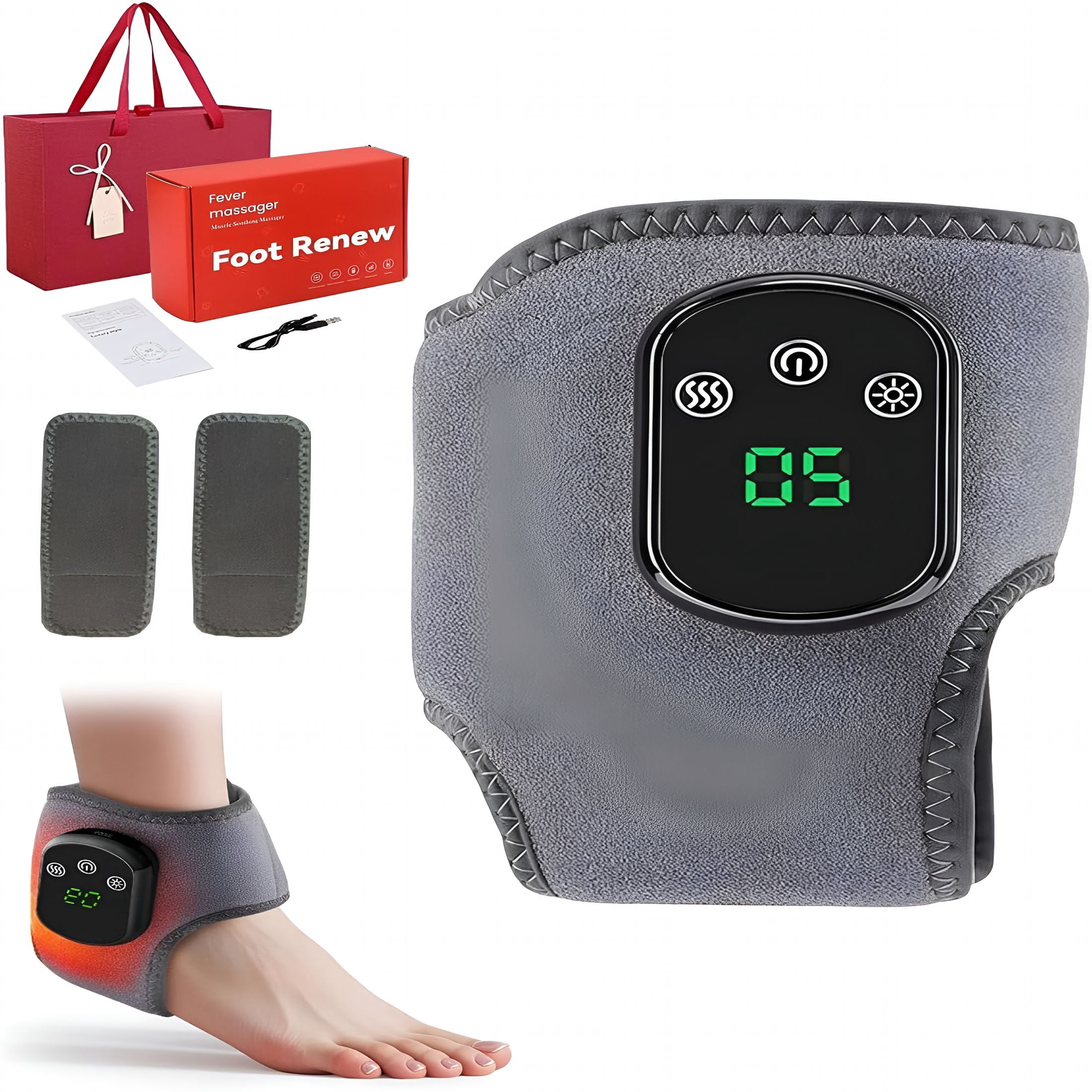 XIRQI 3 in 1 Triple Method Massager-Heat Therapy,Shiatsu Kneading,Air Compression,Massager for Foot Massage,One-Click Operation Wireless Lengthened Shoulder Massager with Heat