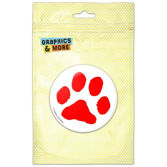 Paw Print Red Pinback Button Pin Badge