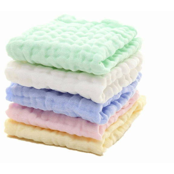 Baby Washcloths - Natural Cotton Baby Wipes - Soft Newborn Face Towel and Washcloth for Sensitive Skin, Registry as Shower, 5 P