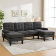 thumbnail image 5 of Villeston U-Shaped Sectional Sofa, 100" Linen Couch, 4 Seat Lounge Sleeper with Double Chaise for Living Room，Dark Gray, 5 of 7