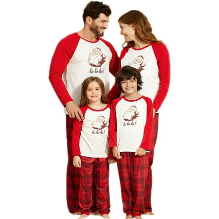 

Fanvereka Family Matching Pajamas Sets Santa Clause Print Round Neck Long Sleeve Pullover+ Trousers for Kids Adults