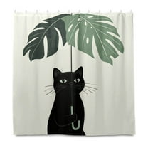 Yayeee Shower Curtain with Hooks 72"x72" Waterproof Fabric Bathroom Hanging Decor, Black Cat Umbrella