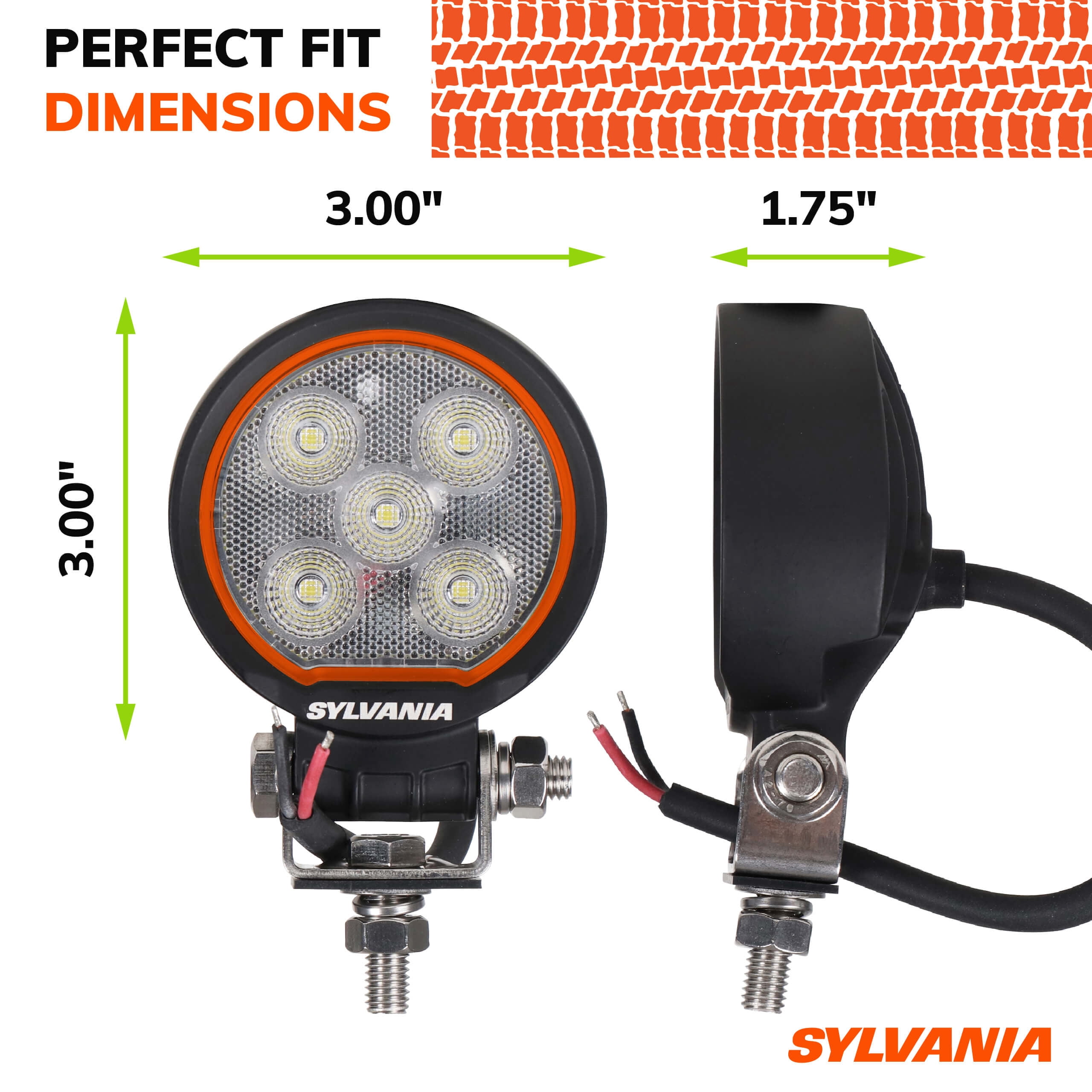 SYLVANIA Rugged 3 Inch Round LED Light Pods | Lifetime Limited Warranty | Flood Light 1400 Raw Lumens, Off Road Driving Work Light, Truck, Boat, Tractor, ATV, UTV, SUV, 4x4 (2 PC)