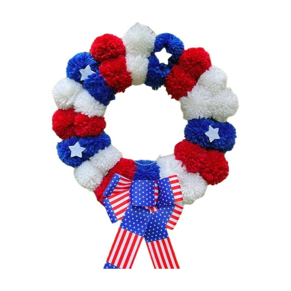 Utoimkio 4th of July Wreath Patriotic Wreath Decorations for Front Door,Memorial Day Red White and Blue Garland Decorations for Outdoor Front Door Party Supplies 4th of July Accessories