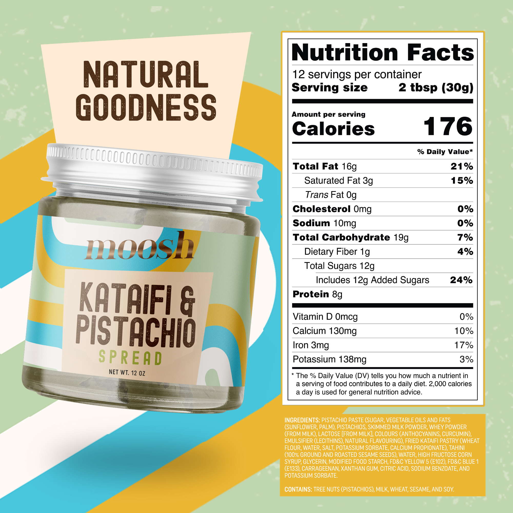 Moosh Dubai Chocolate Bar Filling – Viral Pistachio & Kataifi Spread for Desserts, Toast, and Candy Making (12 oz)