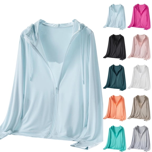 Women's UPF 50  Sun Protection Jacket Hooded Cooling Shirt Athletic Jacket for Women with Pocket L Hot Pink