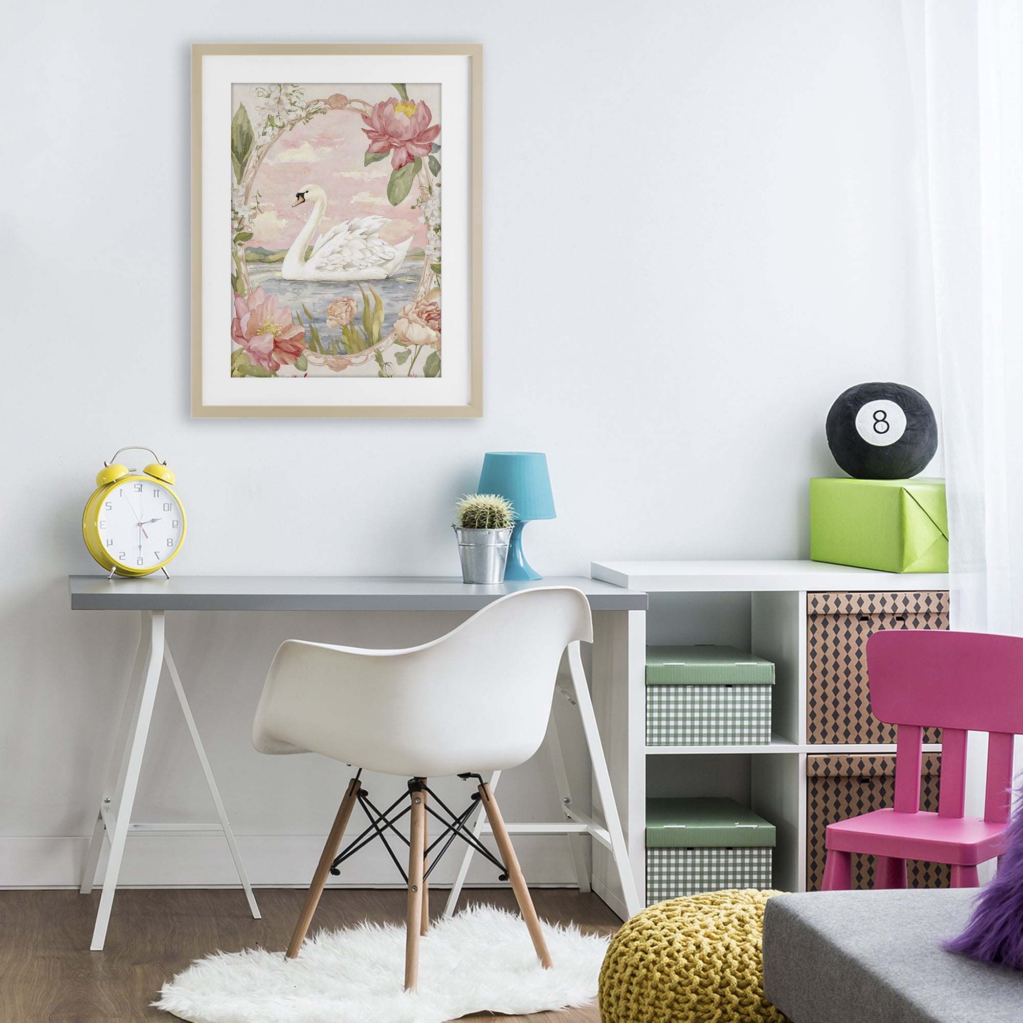 Stupell Industries Floral Border Swan in Bloom Birch Framed Print Under Glass, design by Creative Studio