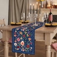 thumbnail image 2 of Table Runners 70 Inches Long Dress Scarves, Navy Blue Flowers Farmhouse Coffee/Dining/Kitchen Table Decor, Holiday Table Runner, Spring Vintage Floral Leaves Farmhouse 13x70 Inch, 2 of 9