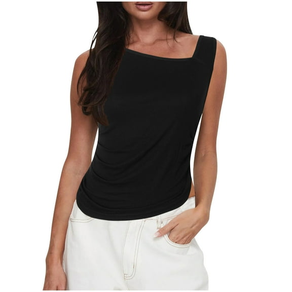 Mittory Womens Off Shoulder T-Shirts Going Out Tank Tops Casual Fashion Summer Basic Sleeveless Blouse Clothes