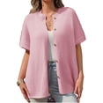 thumbnail image 3 of Women Oversized Cardigan Sweaters Short Sleeve Button Down Casual Lightweight Loose Knit Cardigans, 3 of 6