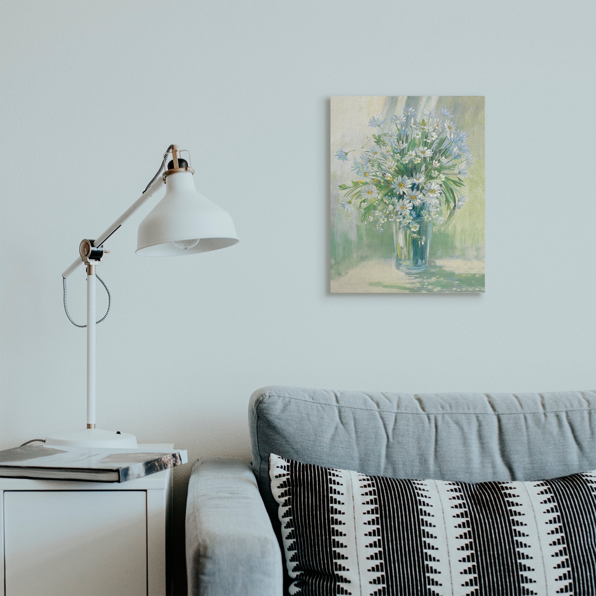 Stupell Industries Sunlit Bouquet of Daisies Blue Green Pastels Canvas Wall Art, 16 x 20, Design by Carol Rowan