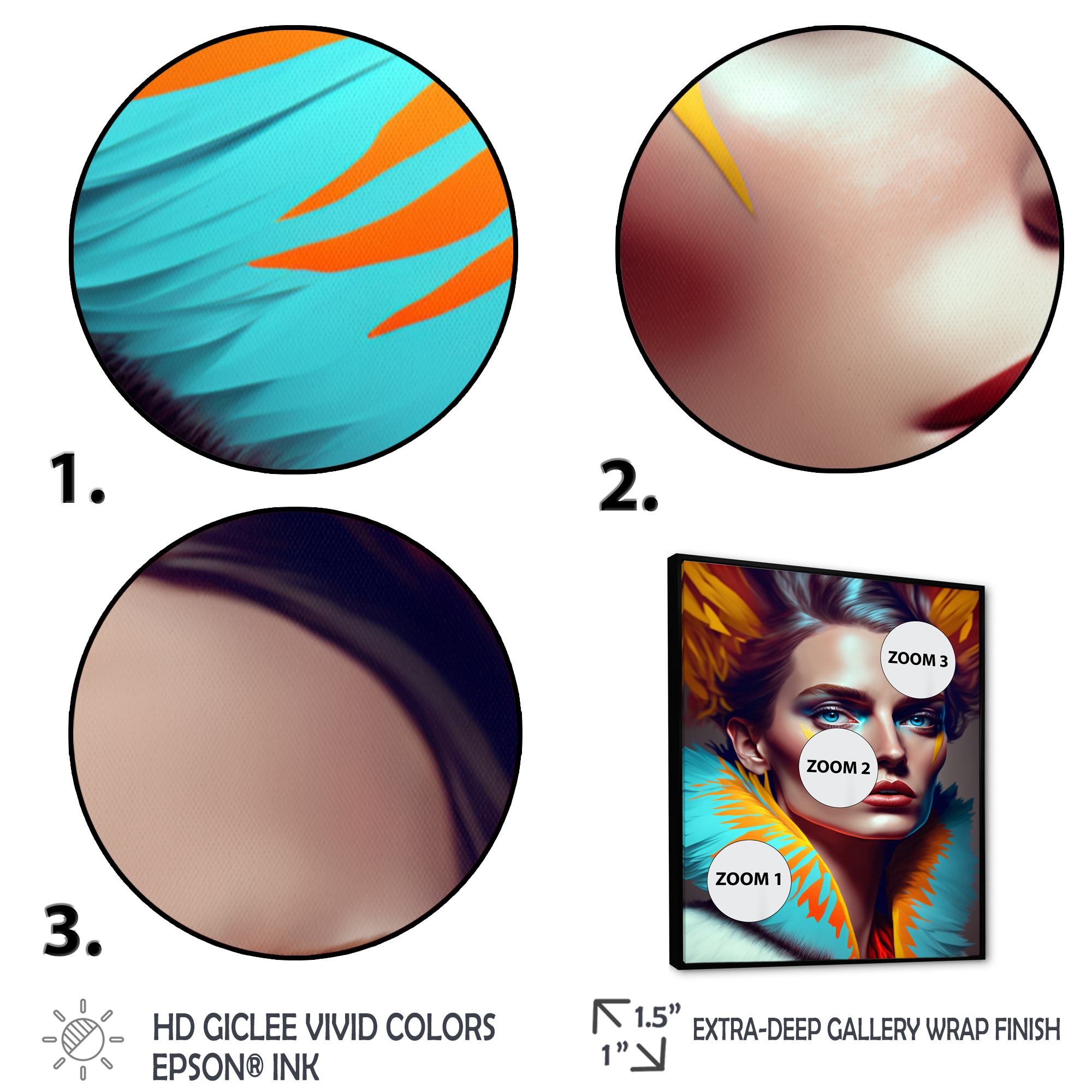 Designart Colorful Sensual Woman In Fur Coat II Floating Frame Wall Art