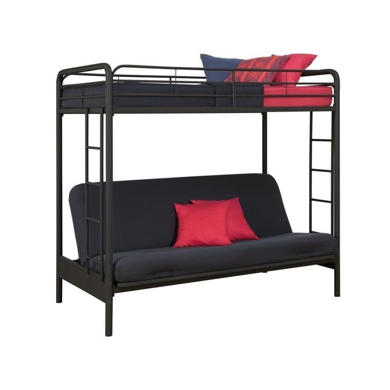 Pemberly Row Twin Over Convertible Futon Sofa Bunk Bed In Black Walmart Com Walmart Com