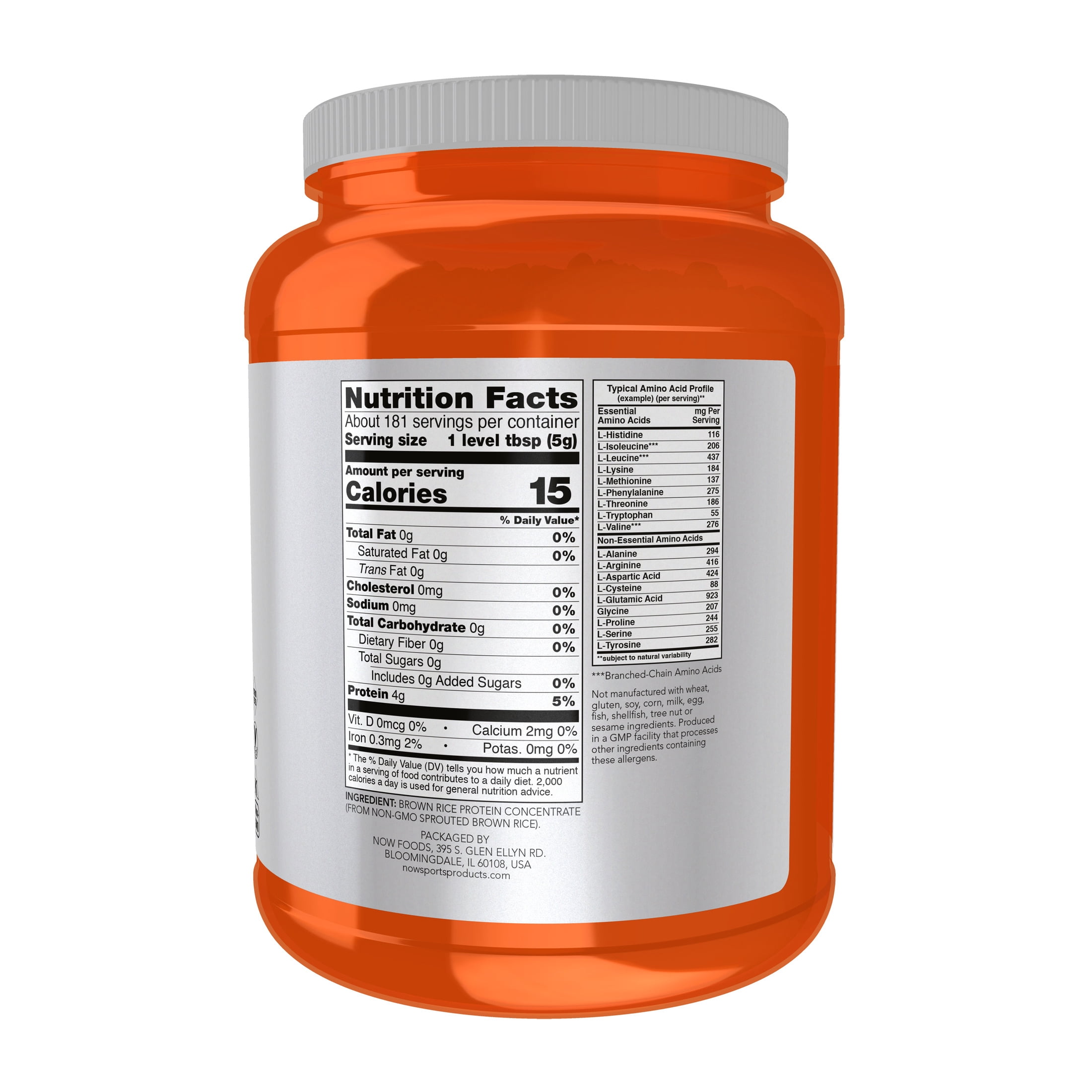 NOW Sports Nutrition, Sprouted Brown Rice Protein, 80% Protein, Unflavored Powder, 2-Pound