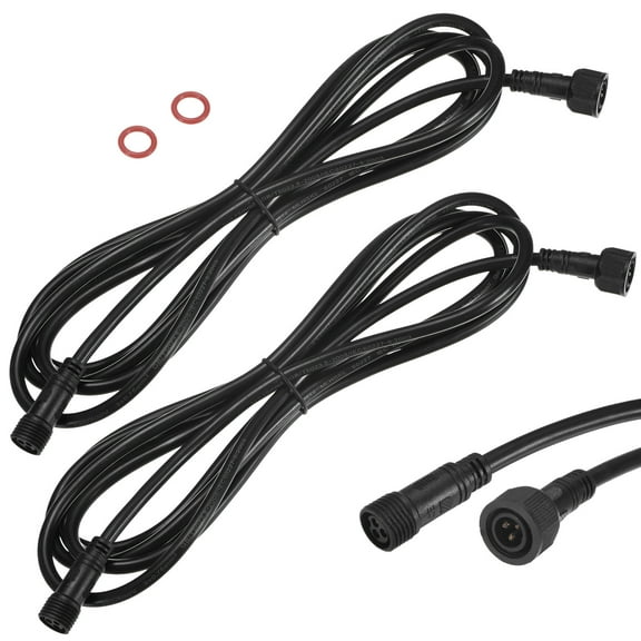 Uxcell 2-Pack Waterproof Extension Cable, 3 Pin 9.84 Ft/3m Wire with 18AWG IP67 Male and Female Connectors for Spotlights[Black]
