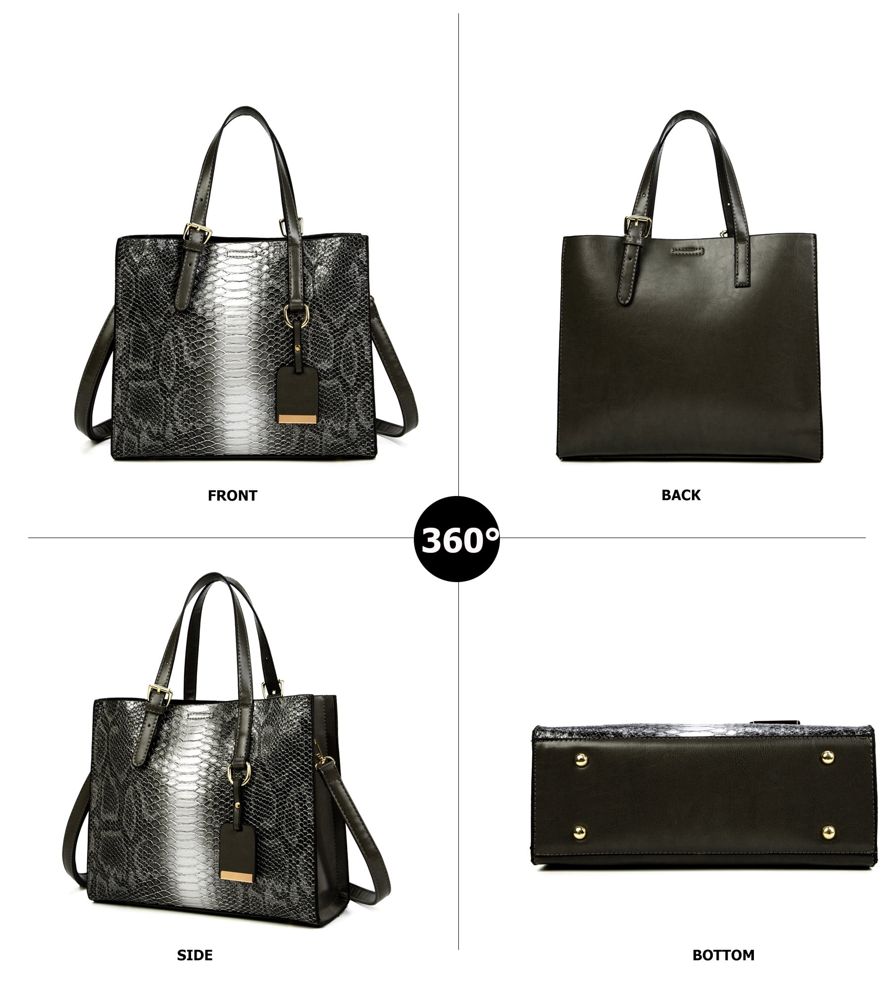 Women's Crocodile Pattern Tote Bags Stylish Handbags Satchels Purses and Wallets For Women 3 Pcs Set