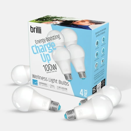 

Brilli Charge Up LED Circadian Wellness Light Bulb 15 Watts (100W Equivalent) A21 E26 Base Dimmable Cool White 4-Pack
