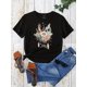 thumbnail image 3 of Camiseta con estampado de flores y plumas para mujer. Elegante camiseta de manga corta y cuello redondo para primavera y verano. Ligera, transpirable y moderna. Para adultos, hombres, mujeres, adoles, 3 of 7