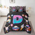 thumbnail image 2 of jejeloiu Baseball Personalized Gifts 7-Piece Bedding Comforter Set,Ice Cream Letter D King Bedding Sets For Ball Gamer Reversible, 2 of 8