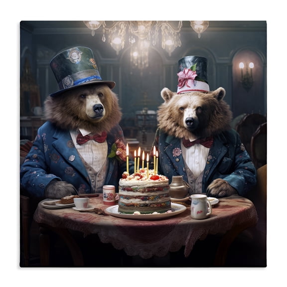 Stupell Industries Eclectic Bears & Birthday Cake Canvas Art, 17 x 17, by Ray Powers