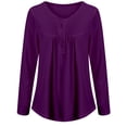 thumbnail image 1 of DYMADE Women's Solid Henley V-Neck Blouse Pleated Button Tunic Shirt Top, 1 of 2
