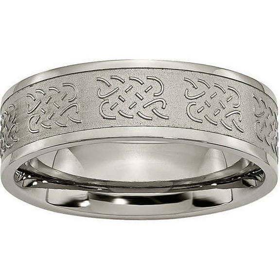 Titanium 7mm Satin and Polished Fancy Design Band