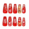 thumbnail image 3 of Christmas Press On Nails Medium Coffin, Red Reindeer Fake Nails, White Snowflake Pine Berry Stick On False Nails, 24Pcs Resin Reusable Wearable Nail Tips for Women Girls Xmas Holiday Party Manicure, 3 of 7