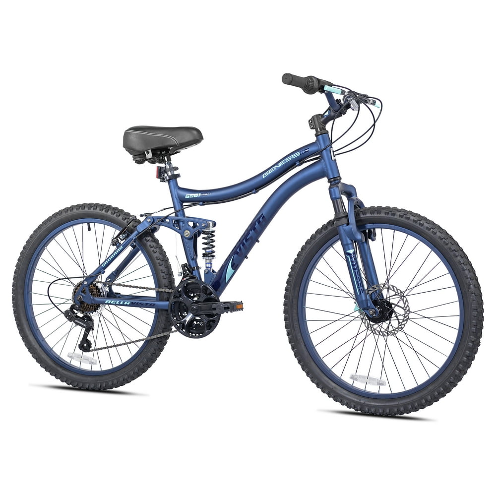 Genesis 24" Bella Vista Girl's Full Suspension Mountain Bike, Blue
