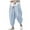 A Blue, variant on Mens Hippie Harem Pants Baggy Linen Stretchy Waist Drop Crotch Lightweight Pants Loose Spring Summer Blue L