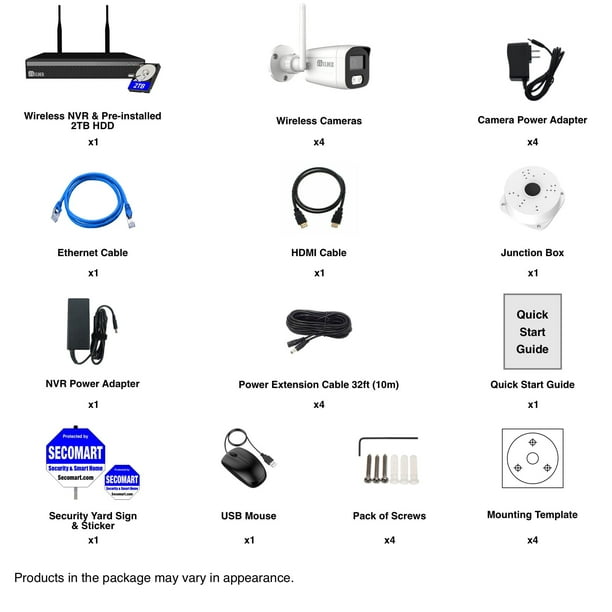 Wireless Security Camera System 4K 8MP, 4-Camera WiFi Surveillance Kit  Outdoor DIY Audio 2TB HDD, Home Security Camera System 