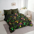 thumbnail image 3 of Feelyou Neon Jungle Mushroom Twin Bedding Sets 7-Piece for Teen, Green Skull Skeleton Bedding Comforter Set, Cartoon Theme Reversible Sheet Sets, Microfiber Bedroom Decor, 3 of 7