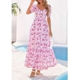 thumbnail image 3 of PRETTYGARDEN Women's Floral Boho Maxi Dresses Flowy Short Sleeve A Line Smocked Eyelet Summer Beach Vacation Clothes, 3 of 10
