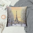 thumbnail image 2 of COMIO  Winter Duvet Cover Set, Image of Stormy Winter Day in Idyllic Paris Streets Eiffel Tower Europe Scenery, Decorative  Bedding Set with  Pillow Shams, King Size, Pink White, 2 of 5