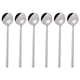 thumbnail image 1 of GOOHOCHY 6 piezas 13cm de acero inoxidable cuchara redonda mini mango largo cucharaditas de café cuchara para café azucarado postre (corto, plateado), 1 of 7