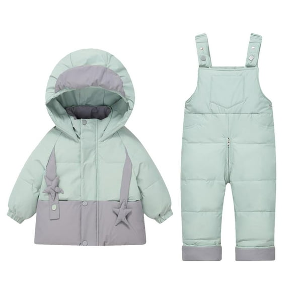 Snow Suit for Kids, Toddler Snow Suit, Unisex Baby Girls Boys 2 Piece Snowsuit Winter Down Coat and Snow Pants Set Puffer Jackets Ski Bibs Outfits by Llywey ,Green ,12 Months