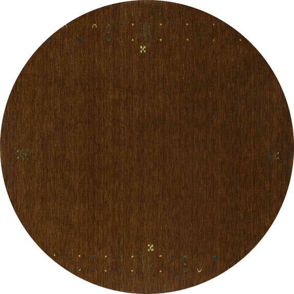 Ahgly Company Machine Washable Indoor Round Abstract Turquoise Blue Contemporary Area Rugs, 4' Round