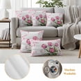 thumbnail image 6 of Romantic Tulips Pillow Covers 2 Pack Rustic Floral Leaf Pink Ribbon Plaid Wood Grain Pillowcase Waterproof Outdoor Throw Pillow Cover for Patio Balcony Rectangular Cushion 20”x12”, 6 of 9