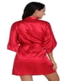 thumbnail image 4 of LYMAYTER Kimono Robe for Women Summer Solid Color Short Robe Fashion Satin Cozy Sleepwear Bathrobe S-3XL, 4 of 8