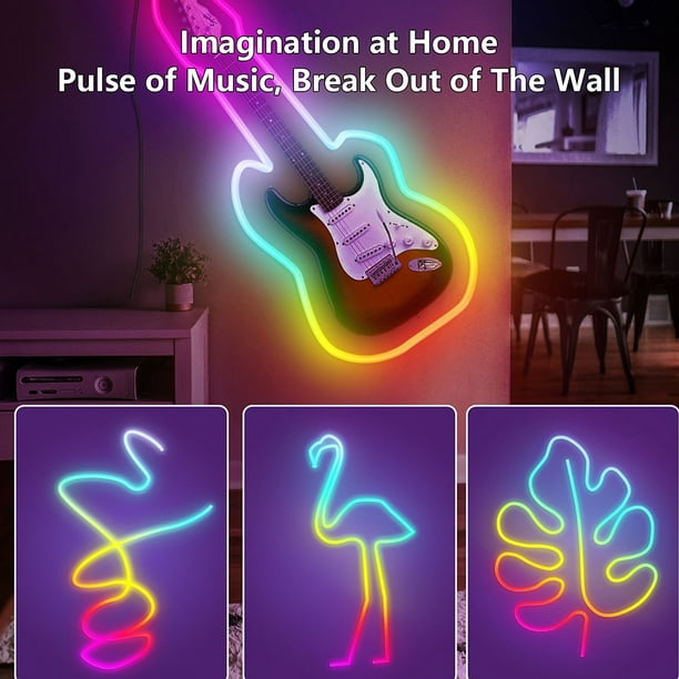 LED Neon Rope Light RGB IC Rope Lights 16 Million Color Graffiti Wifi Music LED  Strip Lights For Bedroom Living Room Gaming Decor 